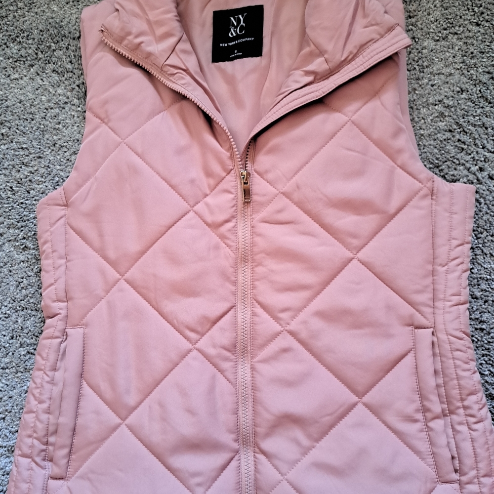 New York & Company Pink Quilted Puffer Vest